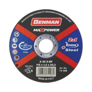 Benman Max Power Δίσκος Κοπής Inox και Σιδήρου 125mm x 1.2 x 22.3 - 74499